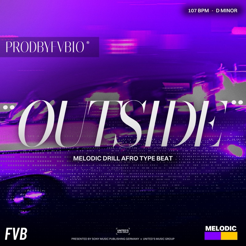 OUTSIDE, Melodic Drill Afro type beat by prodbyfvbio cover